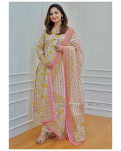 Nuevo diseñador de algodón Kurti impreso indio y paquistaní ropa para todas las ocasiones precio al por mayor vestido de boda por exportación - Product Image 3