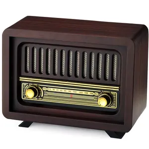 Buona qualità del suono portatile a mano classica Vintage Reloj Retro Radio in legno Am Fm Logo personalizzato personalizzato
