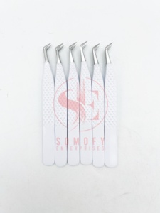 Meilleure vente pince à cils en acier inoxydable de haute qualité avec couleur blanche et argent/embouts en fibre de volume durable - Product Image 4