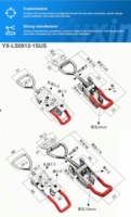 Verrou à levier triangulaire en acier inoxydable industriel YX-LS0912-1SUS, pince à levier avec design ambidextre pour voiture et camion