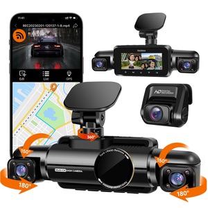 360 °   <span class=keywords><strong>Cam</strong></span>éra de tableau de bord 4 canaux 2K+1080P*3, 4 objectifs, pour voitures, avec vision nocturne, GPS intégré, WiFi 5G, surveillance de stationnement 24h/24 - Product Image 1