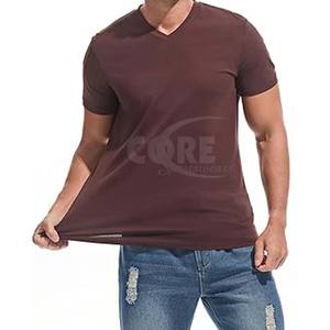 เสื้อยืดผ้านิ่มธรรมดาสำหรับผู้ชายเสื้อคอตตอน100% เรียบแบบพอดีตัวออกแบบได้ตามต้องการ - Product Image 4