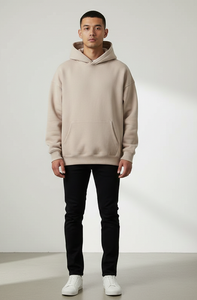 เสื้อฮู้ดดี้ผ้าฝ้ายย้อมสีพื้น ผลิตจากโรงงานขายส่ง ทรงหลวม ไหล่ตก ผ้าหนา กันยับ - Product Image 5