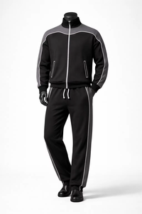 Conjunto Deportivo Unisex con Capucha, Cierre Completo con Cremallera, Estilo Casual para Correr, Color Negro y Verde Oliva, Poliéster y Algodón, Ropa de Invierno de Secado Rápido - Product Image 3