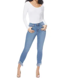 Qualité supérieure 2023 nouveaux arrivages printemps taille haute pantalon en jean extensible pour femmes vente en gros ODm - Product Image 1