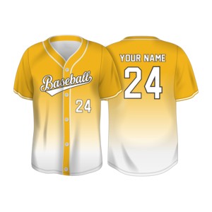 Camiseta de Béisbol Sublimada Personalizada con Botones, Diseño Ombré, Uniforme de Equipo, Ropa de Secado Rápido - Product Image 4