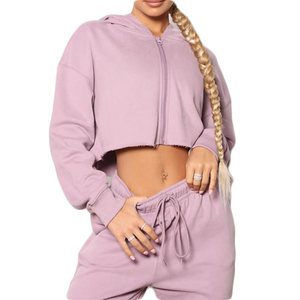 Nouveau 2022 Crop Hoodies All Over Print Femmes Simple Casual Sports Crop street wear Hoodies femmes Sweats - Product Image 1