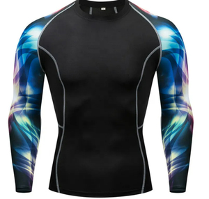 Alta calidad al por mayor Plain Jiu Jitsu Fitness Swim camisas impresas manga larga MMA para hombres Bjj Rash Guard OEM - Product Image 1