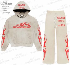 Baggy Zip up Survêtement Hommes 80% Coton Polaire 20% Polyester Lourd Confortable 500 GSM Surdimensionné Survêtement Hommes Fermeture Éclair - Product Image 4