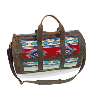 Borsone in pelle dari di lana della nuova zelanda ricamo fatto a mano floreale navajo borsa da viaggio unisex bagaglio donna uomo moda