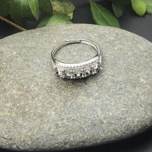 Anillo de Plata de Ley 925, anillo de Punta S925 chapado en oro de 3x3mm, cabujón redondo facetado en blanco, ajuste DIY, anillo de piedras preciosas ajustable - Product Image 2