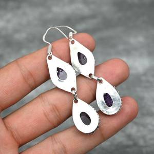 Amethyst Earrings 925 Sterling Silver Handmade Gemstone Earrings Jewelry Gift For Her Mother Elegant Amethyst Jewelry - Product Image 2