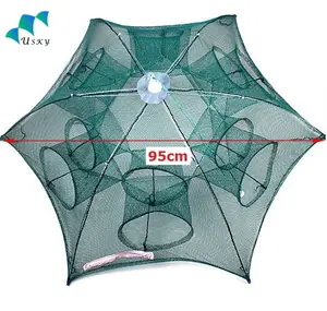 Ловушка для рыболовной приманки Складная Рыболовная Ловушка, краб, раки, креветки, сетка, ловушка для ловушки, Складная сетка, 6 8 12 отверстий, ловушка для рыбы
