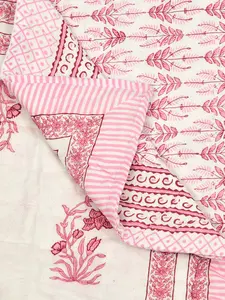 Pink Hand Block Printed JaipuriCotton Dohar Handmade <b>Blanket</b> Beautiful Pure Cotton <b>Quilt</b> Floral Print Cotton <b>Blanket</b> - Product Image 3