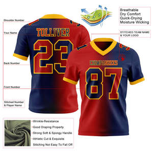 Jersey de fútbol americano personalizado para el día del juego para la Escuela Juvenil, equipo de entrenamiento de equipo de Club de práctica, equipo de uniforme de ajuste ligero - Product Image 2
