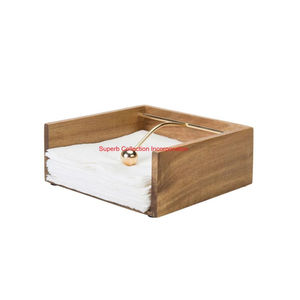 Servilletero de metal dorado moderno con brazo ponderado y base de madera para mesa de comedor, encimera de cocina y uso en restaurante - Product Image 3