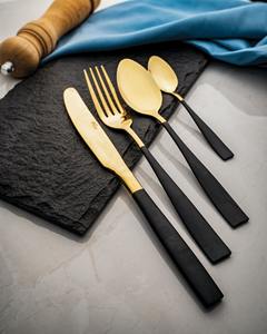 Juego de Cubiertos de Acero Inoxidable Contemporáneo con Acabado Espejo y Mango Negro para Cocina Moderna - Product Image 3