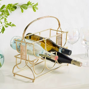 Contemporary Iron <b>Bottle</b> Stand Designed For Trendy Kitchen Decor And Efficient <b>Bottle</b> Organization - Product Image 1