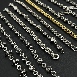 Unisex Retro Cross Flower Vintage Punk Style Thick Plated Alloy Chain <strong>Bracelet</strong> Metal Cross Dice Charm <strong>Bracelet</strong> <strong>for</strong> Men and <strong>Women</strong> - Product Image 2