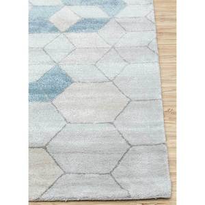 พรมเจเนซิส บลู แฮนด์เมด ขนาด 10 มม. ทำจากขนสัตว์ผสมวิสโคส รุ่น Taq-186 ลายเรขาคณิตแบบเส้น ลายนามธรรม สำหรับบ้าน ทางเดิน รูปทรงสี่เหลี่ยมผืนผ้า ผลิตจากโพลีเอสเตอร์ - Product Image 4