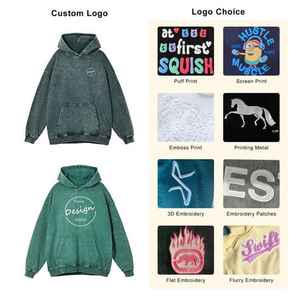 Heavy Weight Streetwear Loose Fit Pullover Hoodies Acid Wash Sweat à capuche surdimensionné pour homme - Product Image 4