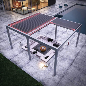 Retractable Motorized Aluminum Louvered Roof Waterproof Dimmable Rgb <strong>Lighting</strong> Luxury Bioclimatic Pergola System - Product Image 1
