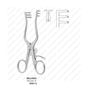 El mejor fabricante para el retractor de retención automática Milligan 3X3 puntas afiladas 13,0 cm Material japonés acero inoxidable de Biolex - Product Image 1