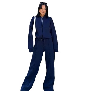 Ensemble de 2 pièces personnalisé, vente en gros, survêtement élégant à fermeture éclair 100% coton biologique, survêtements décontractés - Product Image 1