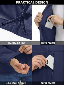 Chaqueta de concha suave de alta calidad, cómoda cremallera frontal, ropa informal a prueba de viento, chaquetas de manga larga para exteriores para hombres - Product Image 6
