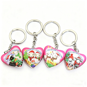 Christmas Gift Colourful Pendant Metal Glass Keychain Charms 