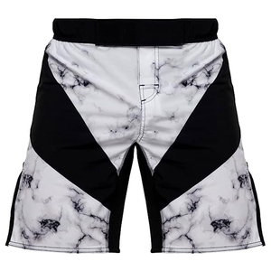 Shorts de plage d'été Kickboxing No Gi pour hommes, légers et durables, couleur blanc noir, coupe décontractée jusqu'aux hanches et aux cuisses - Product Image 2