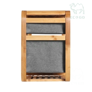 <span class=keywords><strong>Banc</strong></span> de rangement en bambou naturel pour couloir avec panier à <span class=keywords><strong>linge</strong></span> et étagères à chaussures pour la maison - Product Image 3
