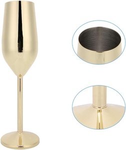 Flûte en acier inoxydable Divris, élégante, à long pied, 220 ml, écologique, anti-fuite, design minimaliste, pour les mariages et les fêtes - Product Image 5