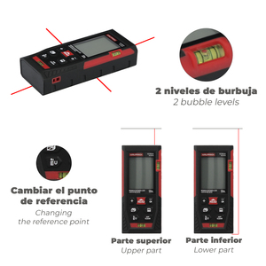 Misuratore di Distanza Laser con 10 Funzioni e Portata di 50m. Funziona con 2 batterie AAA (non incluse) - Product Image 3