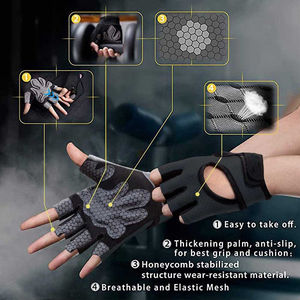 Gants de sport en cuir unisexe imperméables pour la musculation, logo personnalisé, demi-doigts, caractéristiques de protection, emballage OEM, gants de fitness - Product Image 2