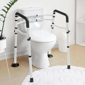 Barre d'appui de sécurité pour toilettes en acier inoxydable, murale, réglable, antidérapante et pliable, pour personnes âgées, aide à la stabilité en toilette - Product Image 1