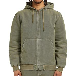 Chaqueta de Trabajo de Mezclilla Personalizada de Otoño Invierno, Chaqueta de Mecánico Informal para Exteriores con Forro Acolchado de Nailon con Capucha Personalizada de Súper Calidad para Hombre - Product Image 1