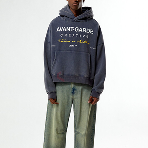 Nouveau Streetwear 500GSM coton noir pull Baggy à capuche broderie personnalisée sérigraphie sweats à capuche pour hommes - Product Image 5