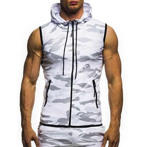 Sudaderas con capucha sin mangas para hombre con estampado personalizado de alta calidad, ropa para correr para gimnasio, camiseta sin mangas transpirable para hombre - Product Image 1