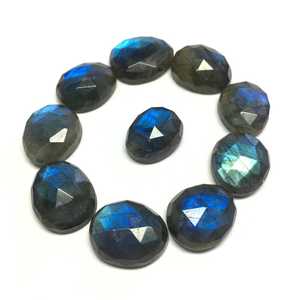 Lot de 10 pierres précieuses ovales de feu bleu coupe rose de labradorite naturelle pour la fabrication de pendentifs de bijoux - Product Image 6