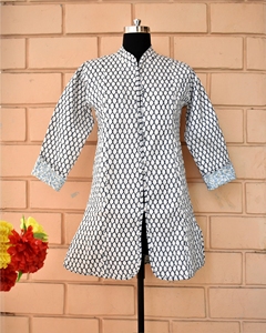 100% Cotton Indian Jacket Upgrade your outerwear game with our chic cotton <b>quilted</b> jacket handmade - Product Image 3