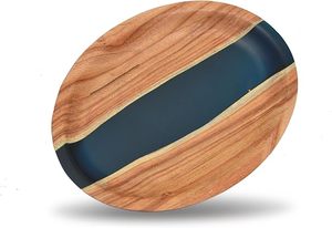 Custom <b>Large</b> Natural Solid Wood Epoxy Serving <b>Tray</b> Elegant Handmade Rustic Sushi Food Fruit Dessert Coffee <b>Tray</b> Decorative - Product Image 2