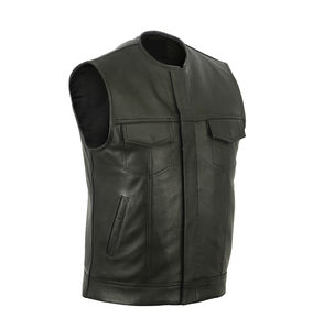 Gilet en cuir respirant coupe-vent pour homme de haute qualité, design personnalisé, logo privé, prix bas, toutes tailles, aspect vieilli, motard - Product Image 1