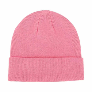 Winter Fashion Waffle <b>Beanie</b> Custom Logo <b>Men</b> <b>Beanie</b> <b>Hat</b> Pink Knitted <b>Beanie</b> <b>Hat</b> Soft Knit Fabric Warm Winter Wear - Product Image 1