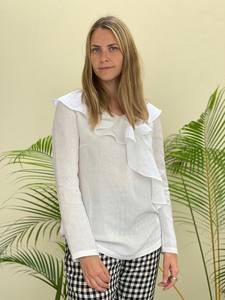 Vestido de algodón de verano para mujer Diseño de moda y decoración de botones Mangas completas Top transpirable para mujer - Product Image 2