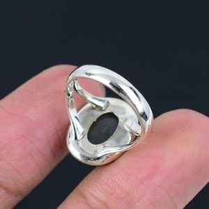 925 Sterling Silver Boho Style <b>Ring</b> with Labradorite Gemstone <b>Rhodium</b> Plated Wedding Gift for Women Handmade Jewelry for Parties - Product Image 2