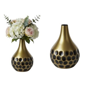 Vase à fleurs de table moderne en forme de larme, best-seller, avec un design en nid d'abeille noir pour la salle à manger, le salon ou la chambre à coucher - Product Image 1