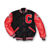 Veste bomber varsity à col montant avec logo personnalisé brodé OEM, en cuir imperméable, respirant et coupe-vent pour homme
