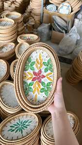 Bandeja Artesanal de Ratán con Madreperla Tejida para Decoración Interior, Servicio y Exhibición, Artesanía de Vietnam - Product Image 5