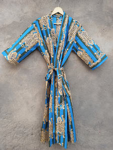 Kimono de seda pura con estampado de bloques, ropa de descanso Floral con cinturón, ropa de maternidad suave, batas de Spa para regalos de Resort en 2025 - Product Image 2